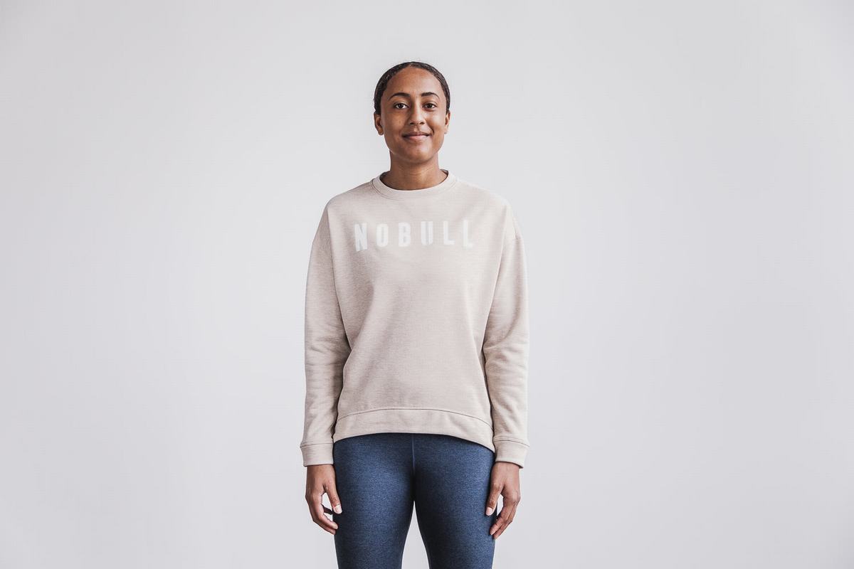 Nobull Crew Women\'s Sweatshirts Beige | Australia (YK2167)